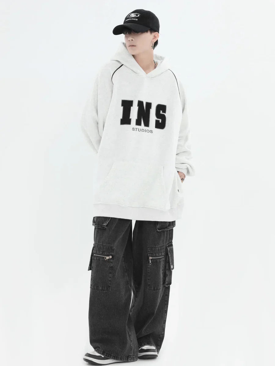 [INSstudios] AMERICAN FLOCKED LOGO HOODED ST560