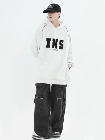 [INSstudios] AMERICAN FLOCKED LOGO HOODED ST560