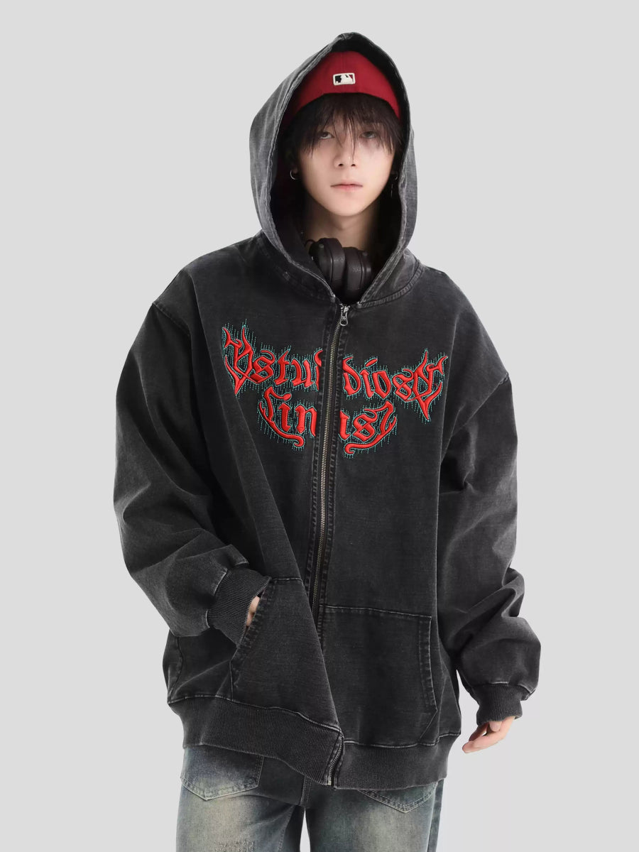 [INSstudios] GOTHIC LETTER LOGO DENIM JACKET ST1248