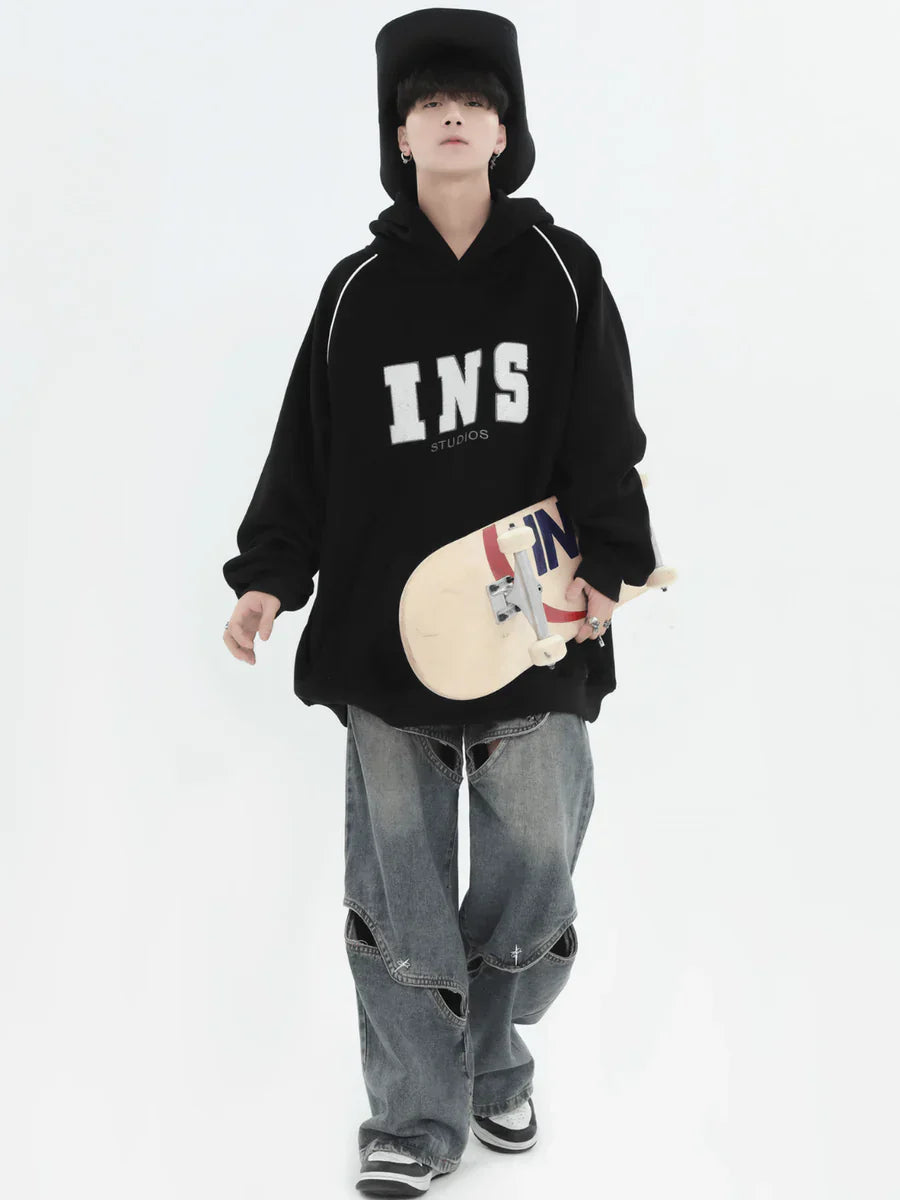 [INSstudios] AMERICAN FLOCKED LOGO HOODED ST560
