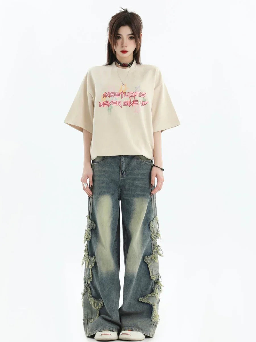 [INSstudios] LOOSE THREE STRIPES LONG PANTS ST528