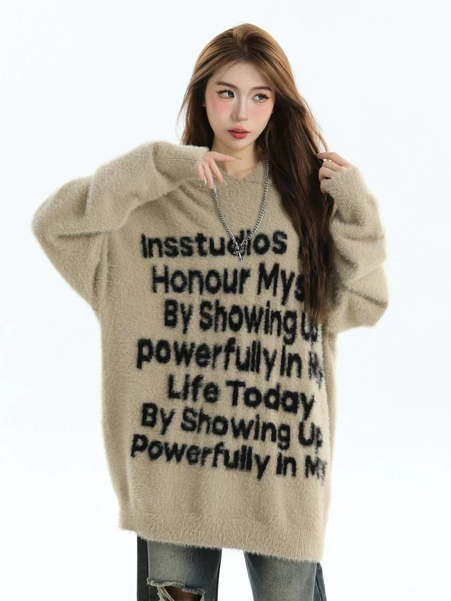 [INSstudios] LETTER LOGO MOHAIR HOODEDS ST529
