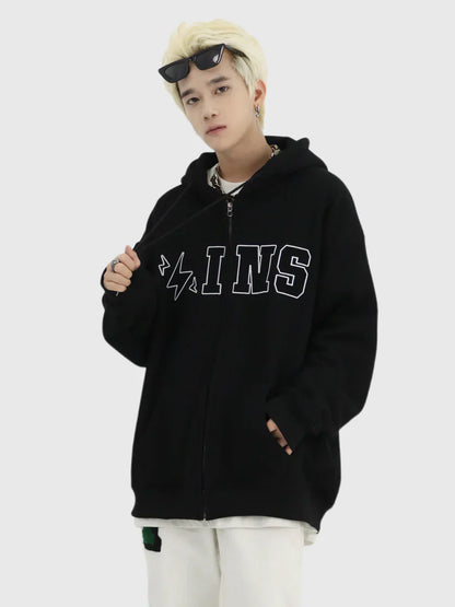 [INSstudios] BIG LOGO ZIPPER JACKET ST556