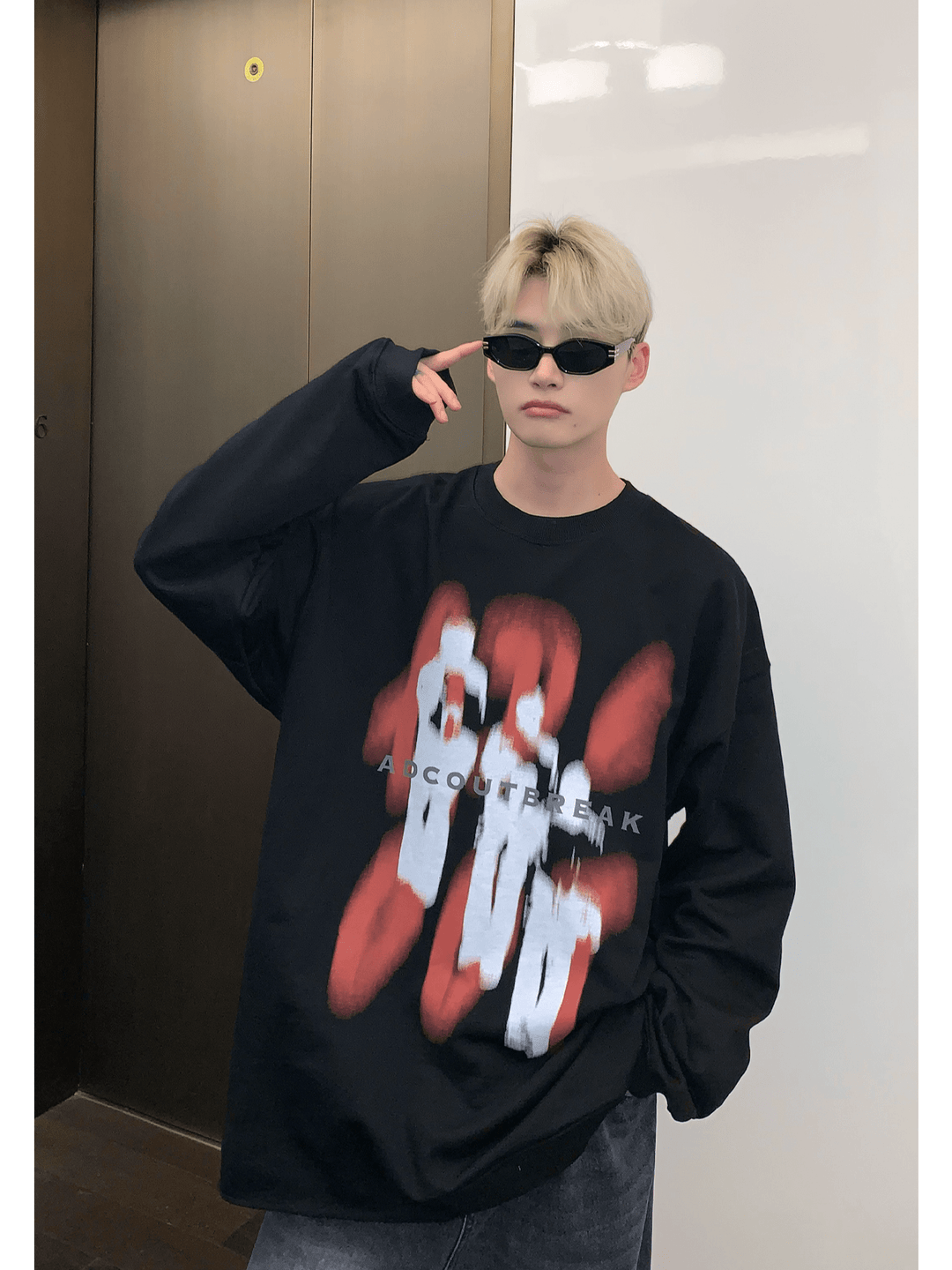 [CUIBUJU] color contrast printing sweater ST1846