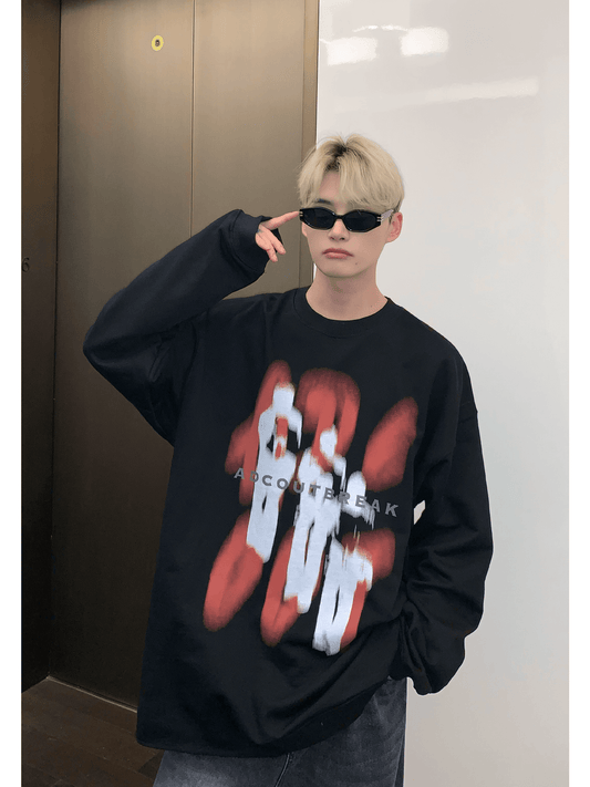 [CUIBUJU] color contrast printing sweater ST1846
