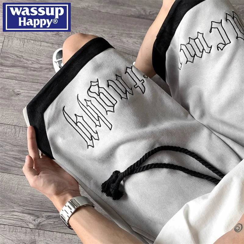 Suede basketball shorts men's summer trendy brand sports ruffian handsome loose casual five-point pants