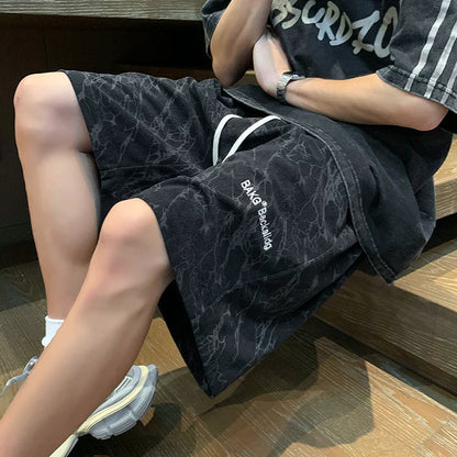 Embroidered shorts men's summer 2026 new loose casual pants trendy brand outer wear American boys 5 five-point pants