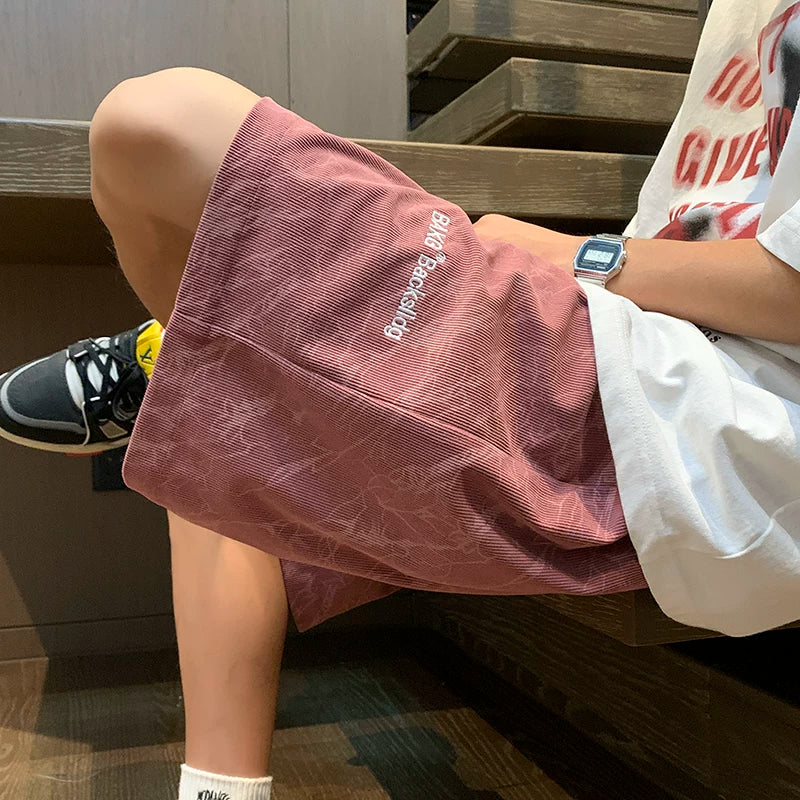 Embroidered shorts men's summer 2026 new loose casual pants trendy brand outer wear American boys 5 five-point pants