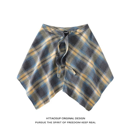 Stacked artifact colored plaid fart curtain women's one-piece lace-up Tibetan meat artifact men's hem boys' shirt