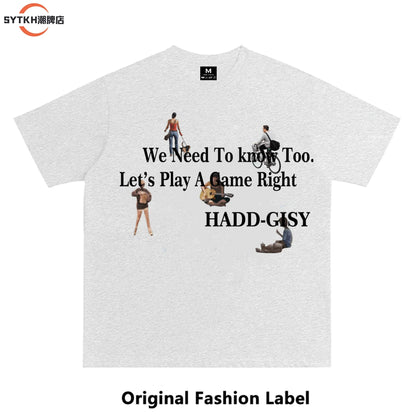 American-style Letter Print Basic Short-Sleeve T-Shirt, Unisex Loose Casual Couple Top