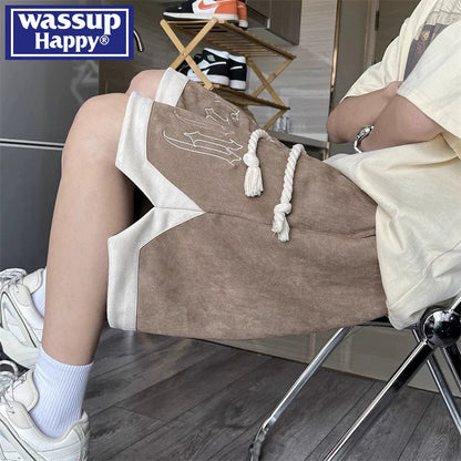 Suede basketball shorts men's summer trendy brand sports ruffian handsome loose casual five-point pants