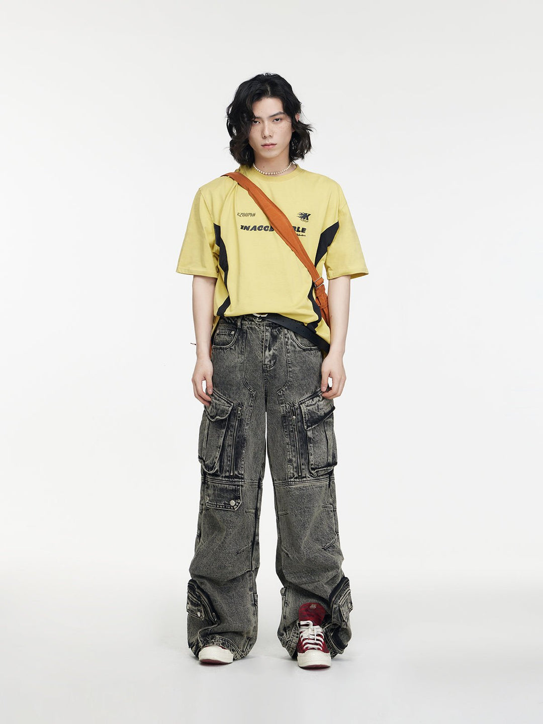 [PEOPLESTYLE] Multi-pocket wide leg casual jeans st2096