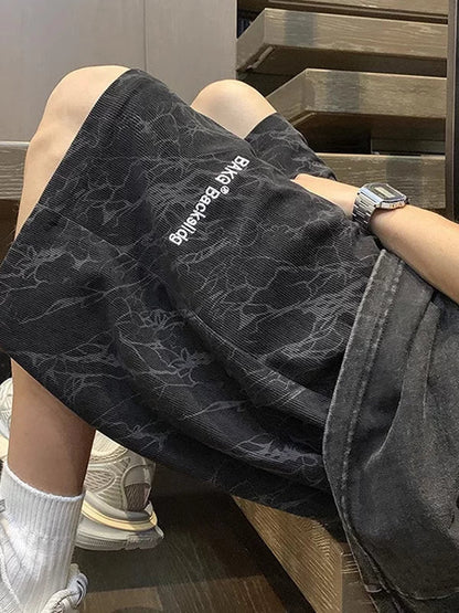 Embroidered shorts men's summer 2026 new loose casual pants trendy brand outer wear American boys 5 five-point pants