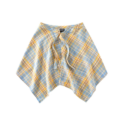Stacked artifact colored plaid fart curtain women's one-piece lace-up Tibetan meat artifact men's hem boys' shirt