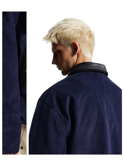 [OV] CORDUROY LEATHER-COLLAR JACKET st5050