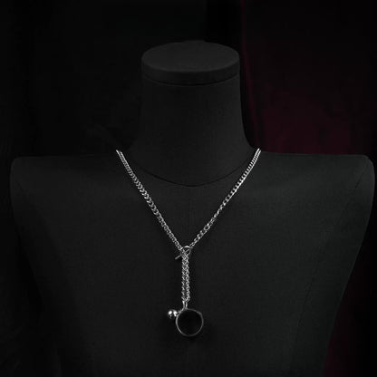 Finger shackles necklace sweater chain collarbone chain ring pendant male gold silver female choker