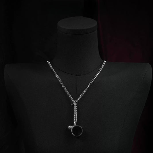 Finger shackles necklace sweater chain collarbone chain ring pendant male gold silver female choker
