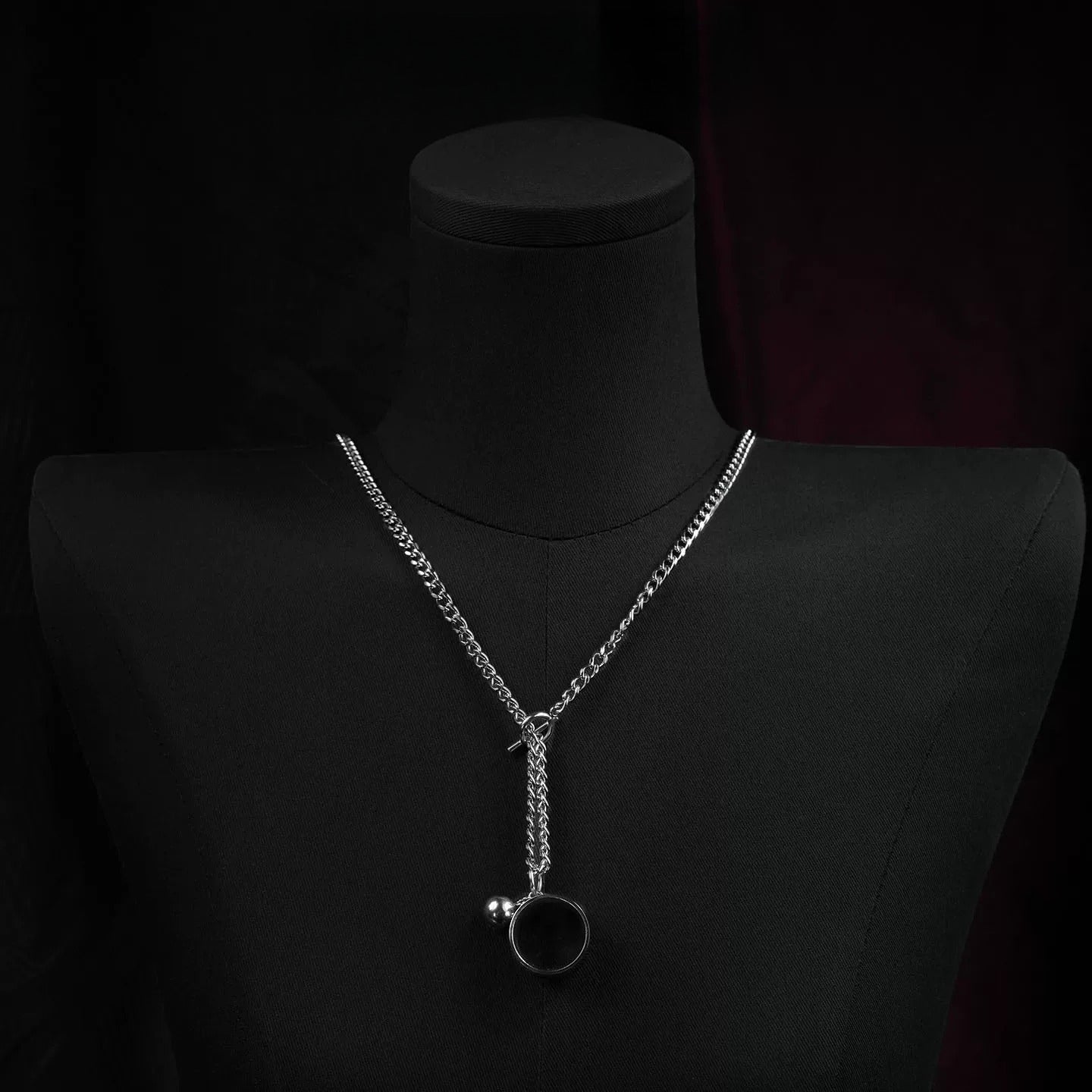 Finger shackles necklace sweater chain collarbone chain ring pendant male gold silver female choker