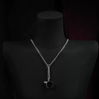 Finger shackles necklace sweater chain collarbone chain ring pendant male gold silver female choker