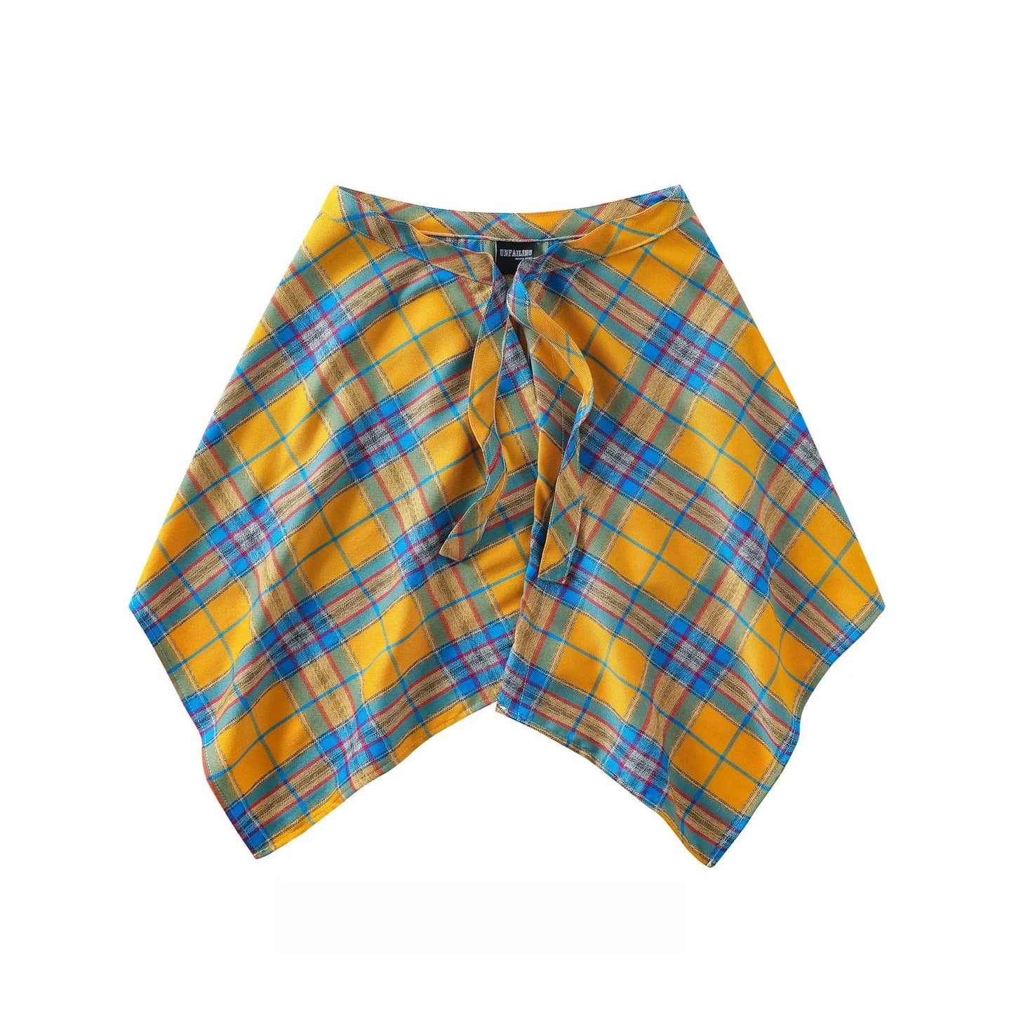 Stacked artifact colored plaid fart curtain women's one-piece lace-up Tibetan meat artifact men's hem boys' shirt