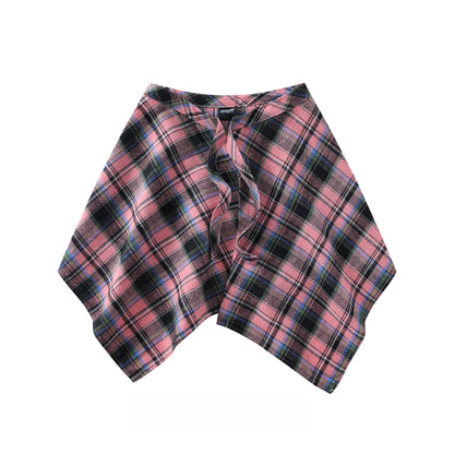 Stacked artifact colored plaid fart curtain women's one-piece lace-up Tibetan meat artifact men's hem boys' shirt