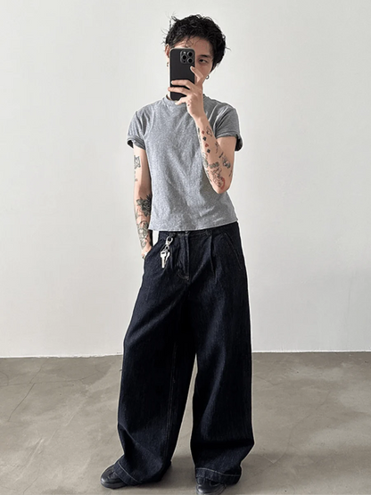 [GENESISBOY] 100% Cotton Wash Wide Leg Jeans st1840